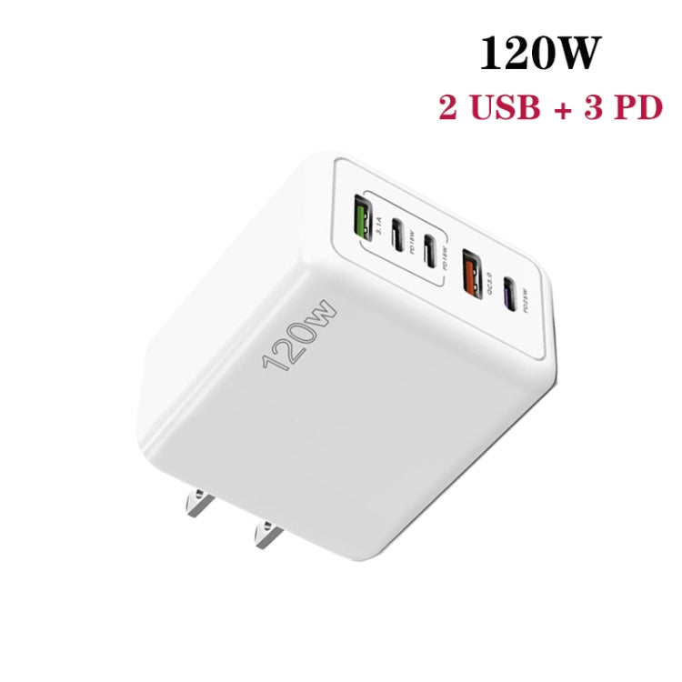 120W 3 PD Type-C Dual USB Multi Port Quick Charger for Mobile Phones, US Plug, US Plug