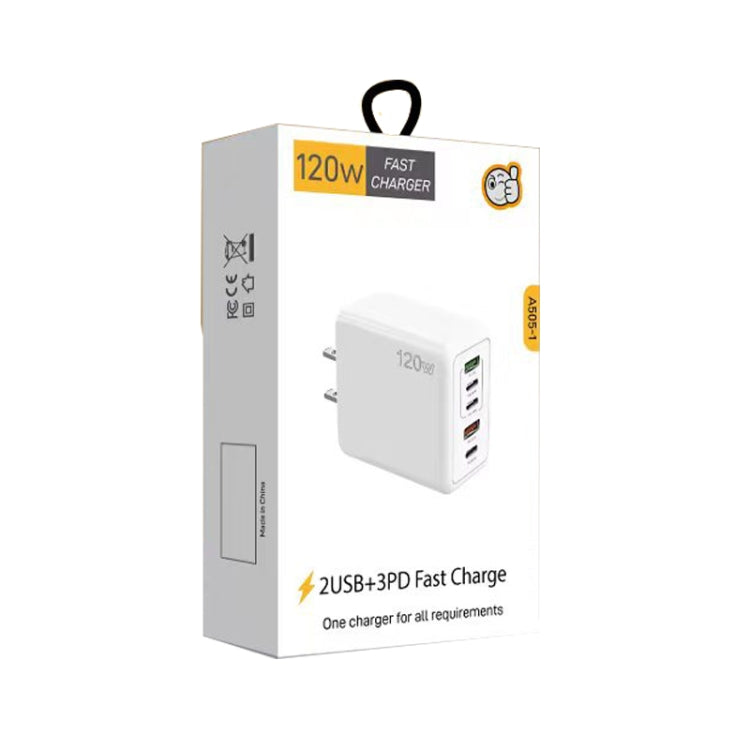 120W 3 PD Type-C Dual USB Multi Port Quick Charger for Mobile Phones, US Plug, US Plug