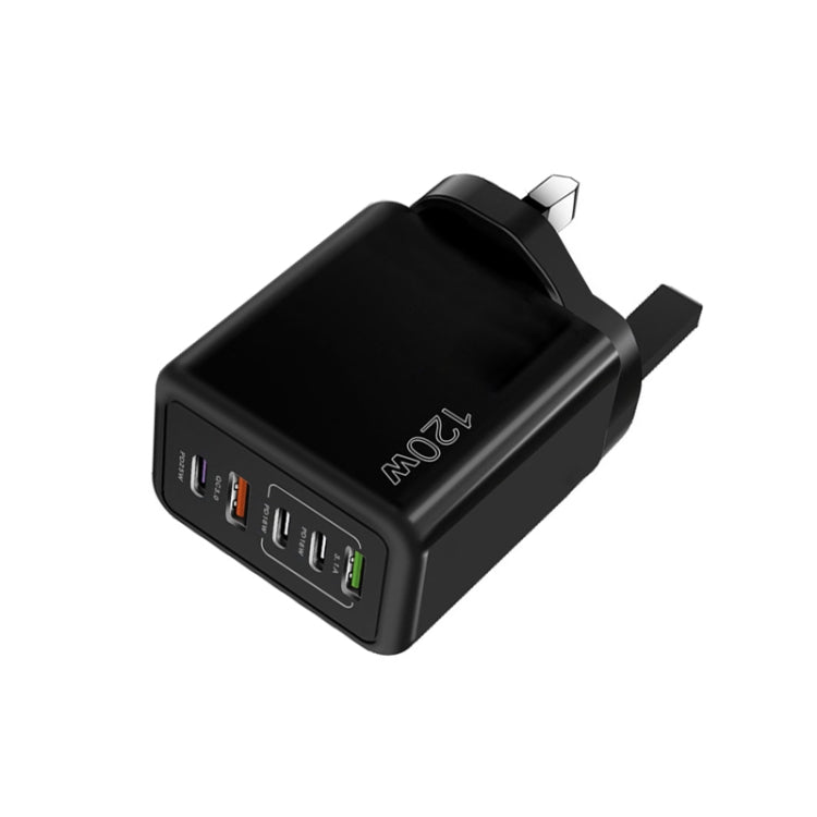 120W 3 PD Type-C Dual USB Multi Port Charger for Mobile Phones, UK Plug, UK Plug