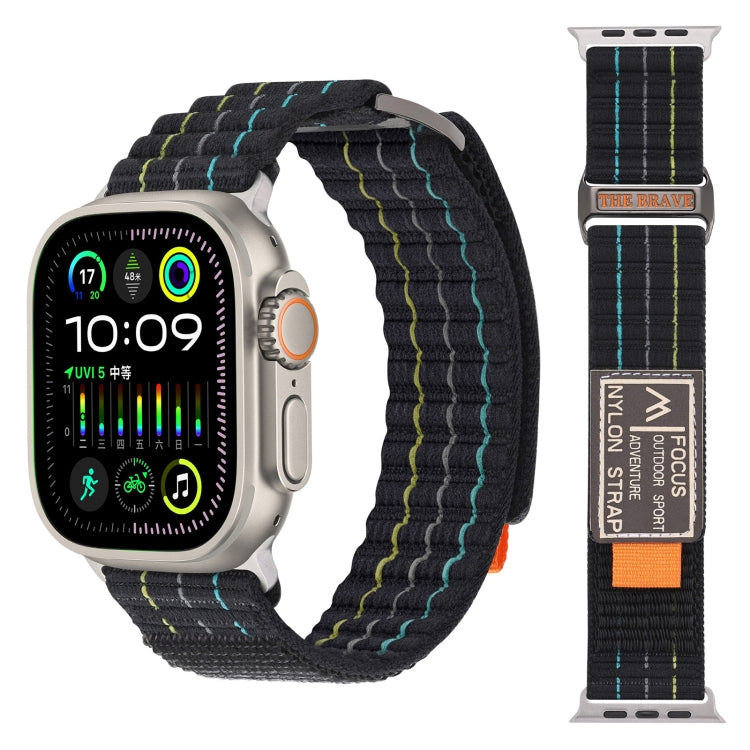 Two Sections Nylon Hook and Loop Fastener Watch Band, For Apple Watch Series 6 44mm, For Apple Watch Series 5 44mm, For Apple Watch Series 5 40mm