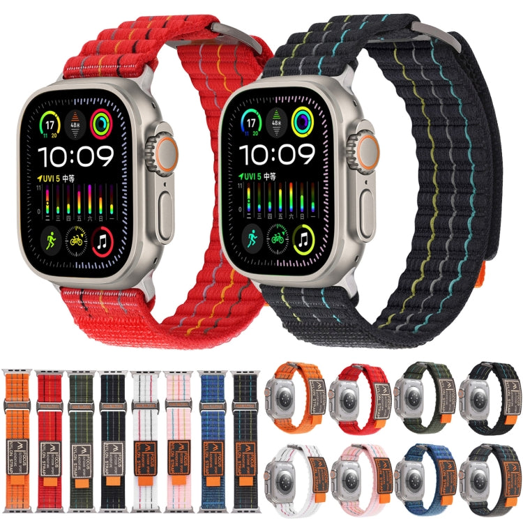 Two Sections Nylon Hook and Loop Fastener Watch Band, For Apple Watch Series 8 45mm, For Apple Watch SE 2022 40mm, For Apple Watch SE 2022 44mm