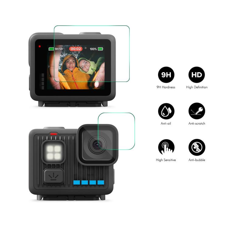 ENKAY 0.2mm 9H Tempered Glass Screen Protector Front ＆ Back Camera Film, For GoPro HERO13 Black