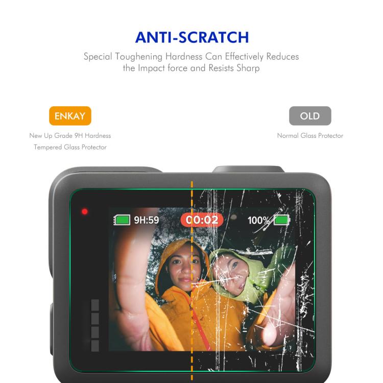 ENKAY 0.2mm 9H Tempered Glass Screen Protector Front ＆ Back Camera Film, For GoPro HERO13 Black