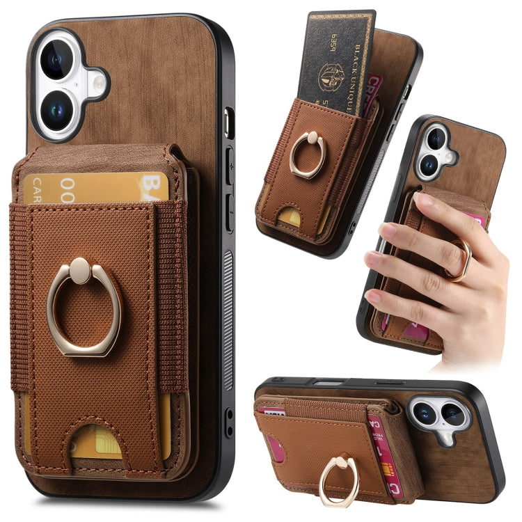 Retro Splitable Magnetic Stand Card Bag Leather Phone Case, For iPhone Air, For iPhone 16 Pro Max, For iPhone 16 Pro, For iPhone 16 Plus