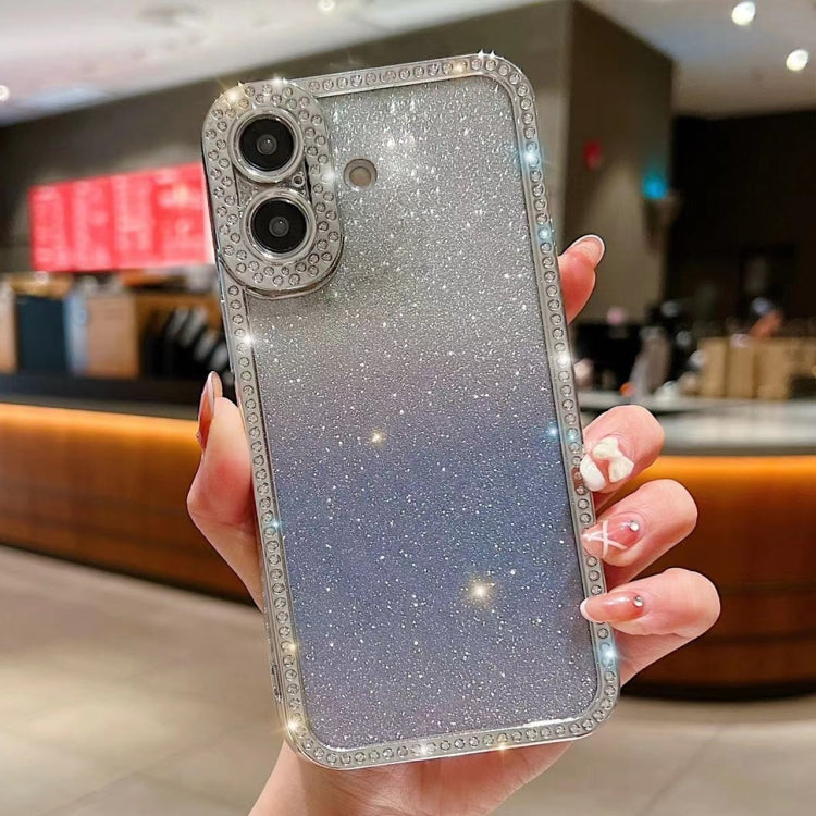 Diamond Gradient Glitter Plated TPU Phone Case, For iPhone 16 Plus, For iPhone 16