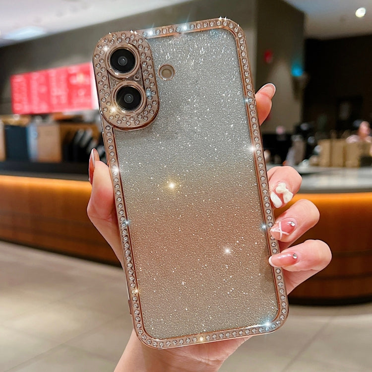 Diamond Gradient Glitter Plated TPU Phone Case, For iPhone 16 Plus, For iPhone 16