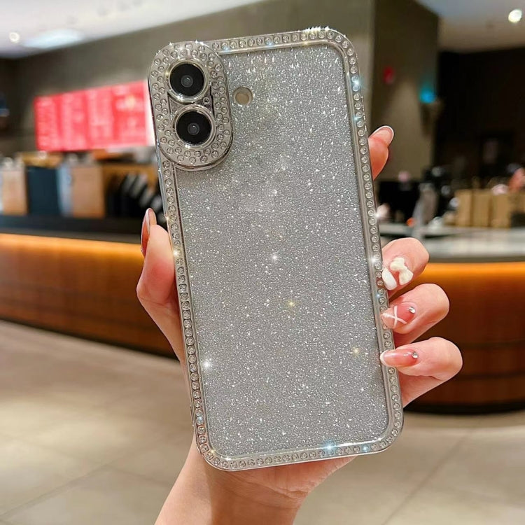 Diamond Gradient Glitter Plated TPU Phone Case, For iPhone 16 Plus, For iPhone 16