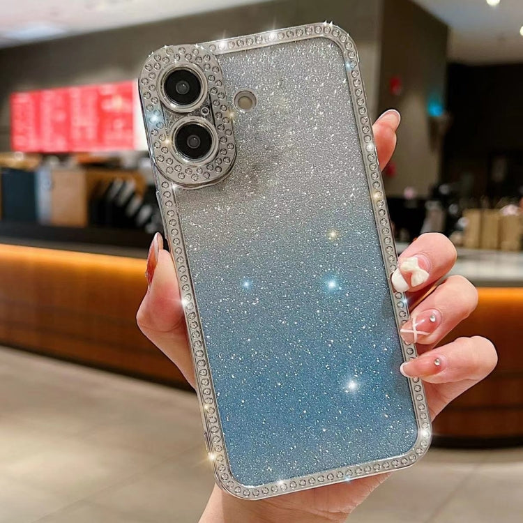 Diamond Gradient Glitter Plated TPU Phone Case, For iPhone 16 Plus, For iPhone 16