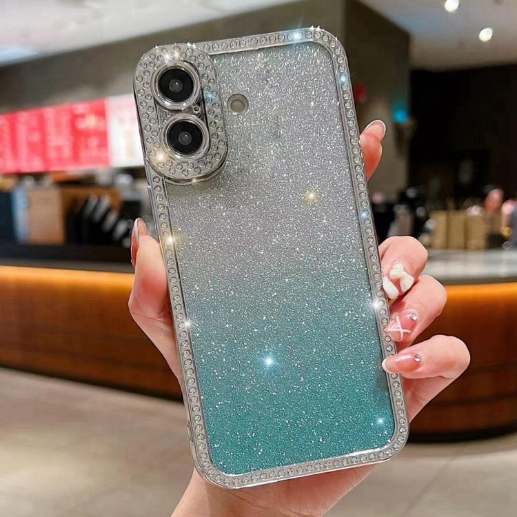Diamond Gradient Glitter Plated TPU Phone Case, For iPhone 17, For iPhone Air, For iPhone 16 Pro Max