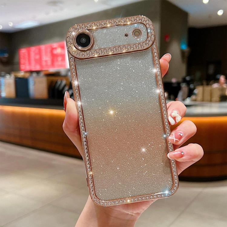 Diamond Gradient Glitter Plated TPU Phone Case, For iPhone 17, For iPhone Air, For iPhone 16 Pro Max