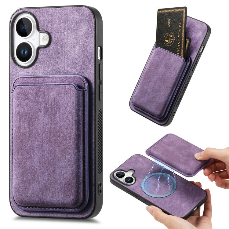 Retro Leather Card Bag Magnetic Phone Case, For iPhone 16e, For iPhone 16 Pro Max, For iPhone 16 Pro, For iPhone 16 Plus