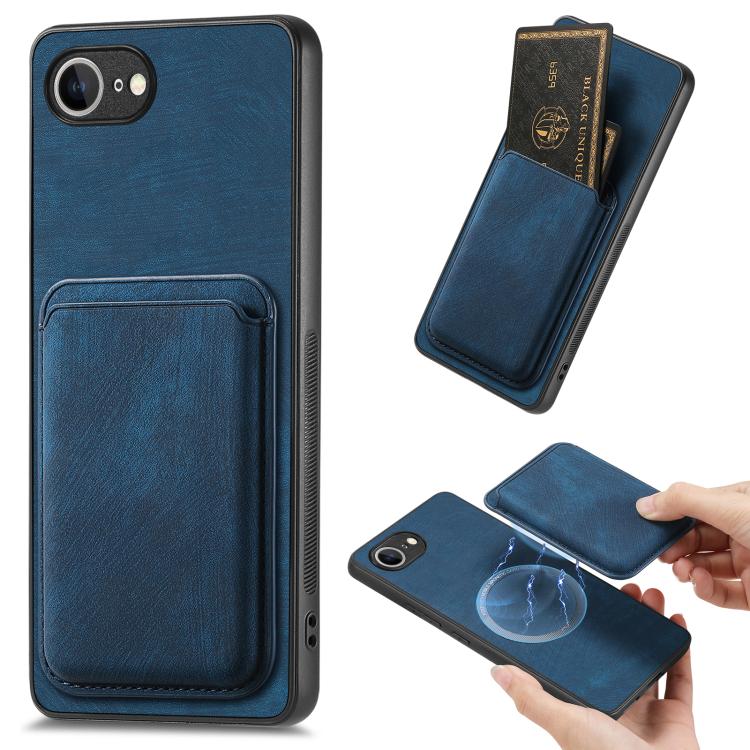 Retro Leather Card Bag Magnetic Phone Case, For iPhone 16e, For iPhone 16 Pro Max, For iPhone 16 Pro, For iPhone 16 Plus