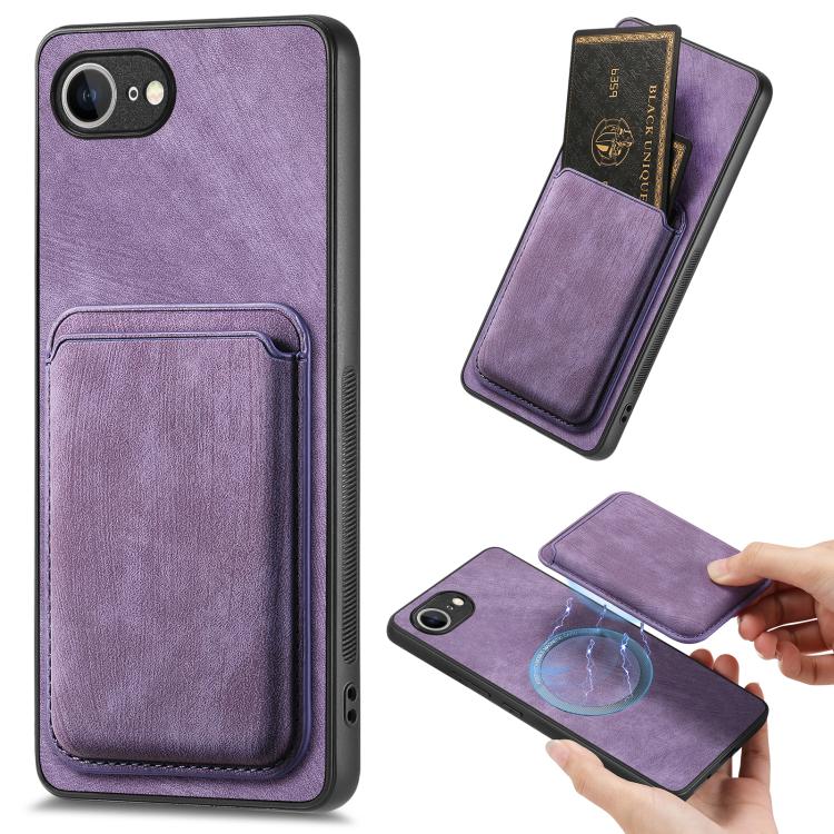 Retro Leather Card Bag Magnetic Phone Case, For iPhone 16e, For iPhone 16 Pro Max, For iPhone 16 Pro, For iPhone 16 Plus
