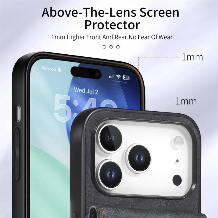 Retro Card Wallet Fold Leather Phone Case with Strap, For iPhone 18 Pro / 17 Pro, For iPhone 18 Pro Max / 17 Pro Max, For iPhone 17e / 16e, For iPhone 17