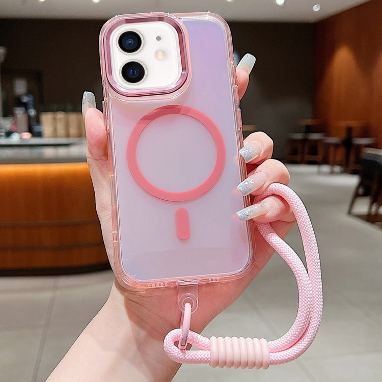 Bright Shadow  Magsafe Discoloration Phone Case with Wrist Strap, For iPhone 12 Pro, For iPhone 11 Pro Max, For iPhone 11