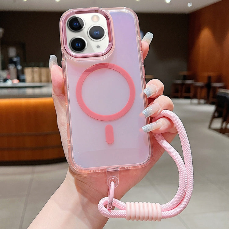 Bright Shadow  Magsafe Discoloration Phone Case with Wrist Strap, For iPhone 12 Pro, For iPhone 11 Pro Max, For iPhone 11