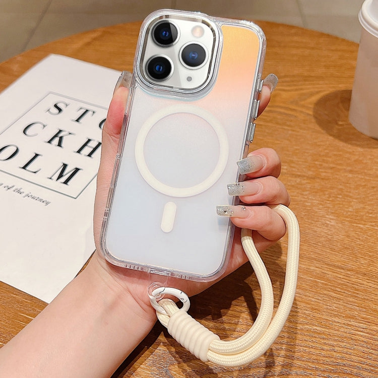 Bright Shadow  Magsafe Discoloration Phone Case with Wrist Strap, For iPhone 12 Pro, For iPhone 11 Pro Max, For iPhone 11