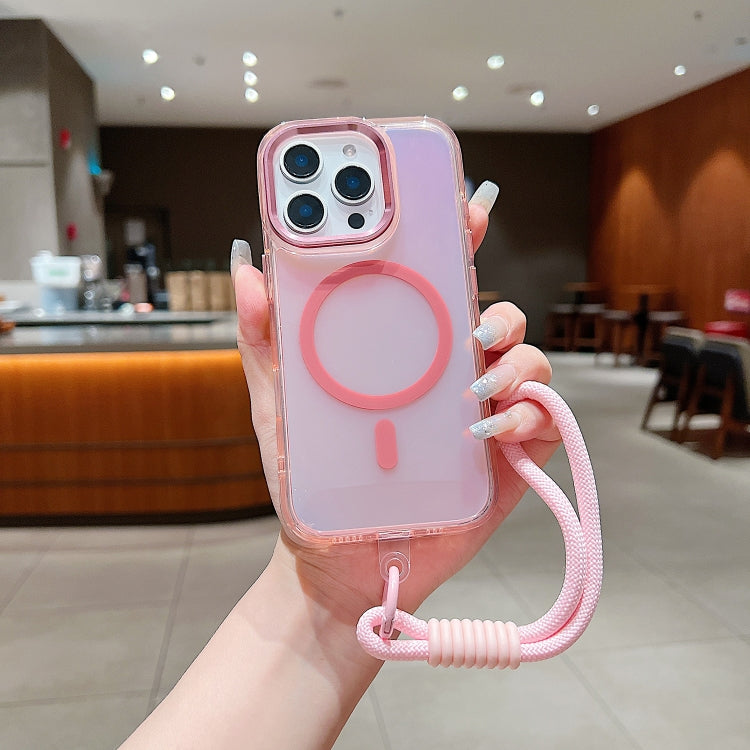 Bright Shadow  Magsafe Discoloration Phone Case with Wrist Strap, For iPhone 12 Pro, For iPhone 11 Pro Max, For iPhone 11