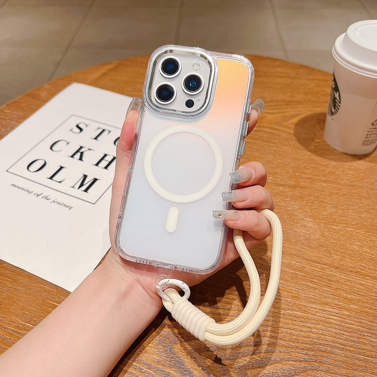 Bright Shadow  Magsafe Discoloration Phone Case with Wrist Strap, For iPhone 12 Pro, For iPhone 11 Pro Max, For iPhone 11
