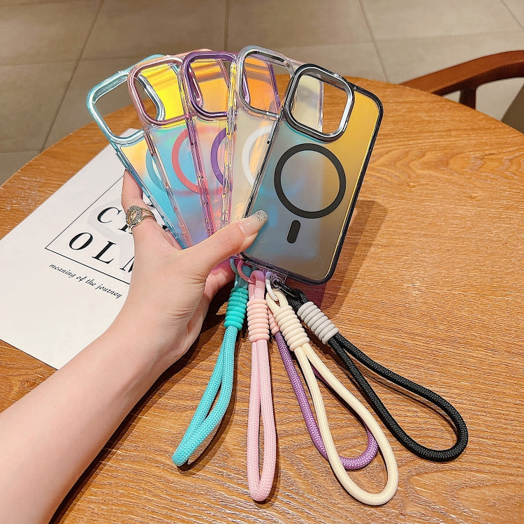 Bright Shadow  Magsafe Discoloration Phone Case with Wrist Strap, For iPhone 12 Pro, For iPhone 11 Pro Max, For iPhone 11