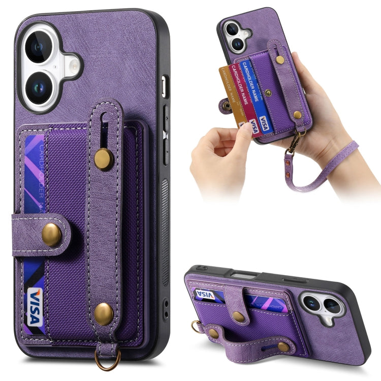 Retro Cross Wristband Wallet Leather Back Phone Case