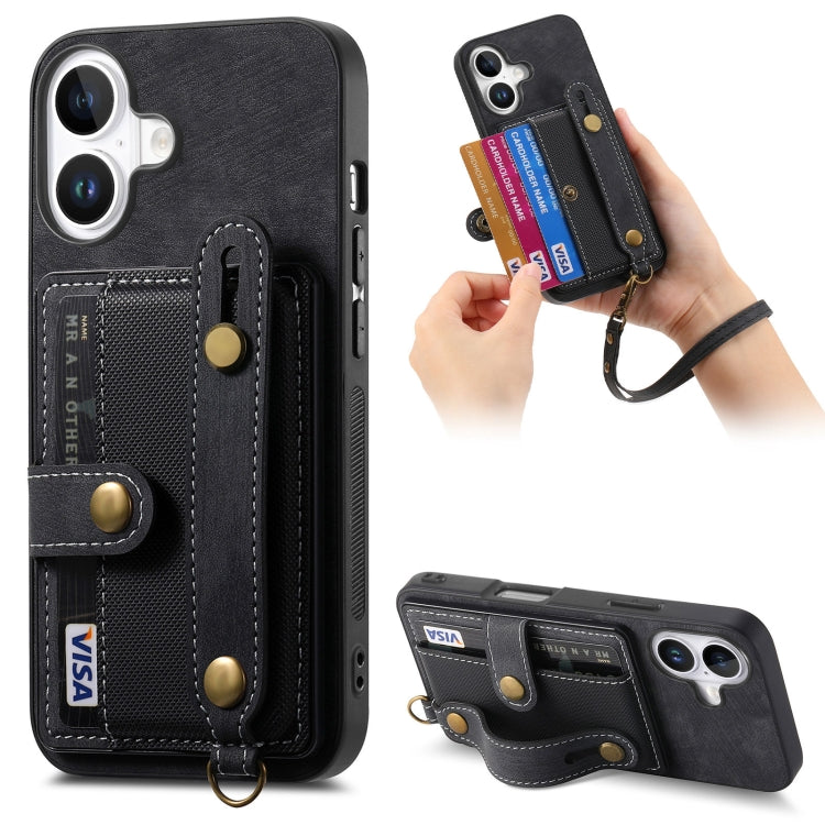 Retro Cross Wristband Wallet Leather Back Phone Case