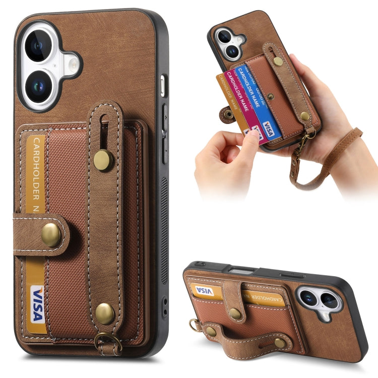 Retro Cross Wristband Wallet Leather Back Phone Case