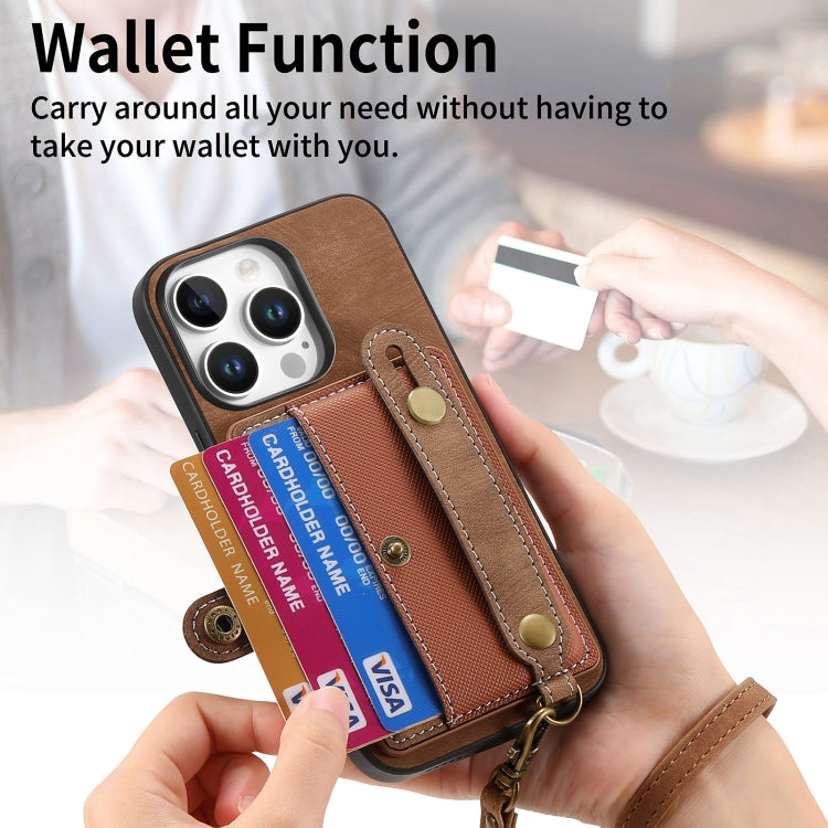 Retro Cross Wristband Wallet Leather Back Phone Case