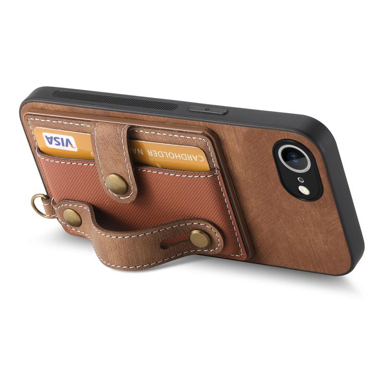 Retro Cross Wristband Wallet Leather Back Phone Case