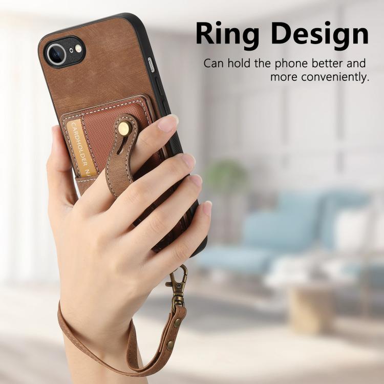 Retro Cross Wristband Wallet Leather Back Phone Case