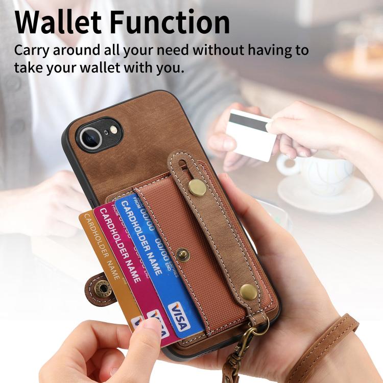 Retro Cross Wristband Wallet Leather Back Phone Case