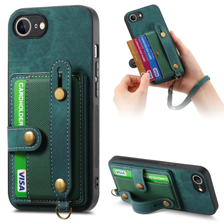 Retro Cross Wristband Wallet Leather Back Phone Case, For iPhone 17e / 16e, For iPhone 16 Pro Max, For iPhone 16 Pro, For iPhone 16 Plus
