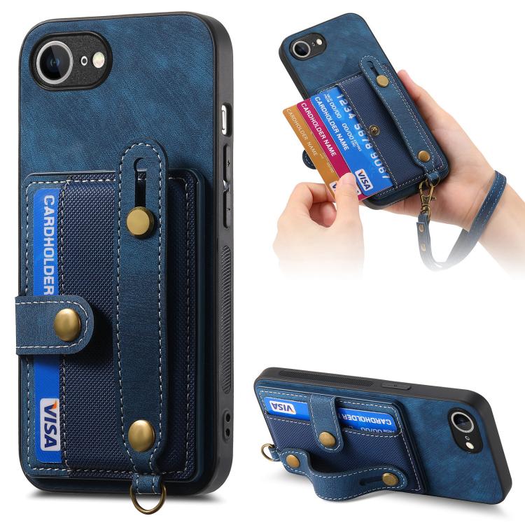 Retro Cross Wristband Wallet Leather Back Phone Case, For iPhone 17e / 16e, For iPhone 16 Pro Max, For iPhone 16 Pro, For iPhone 16 Plus