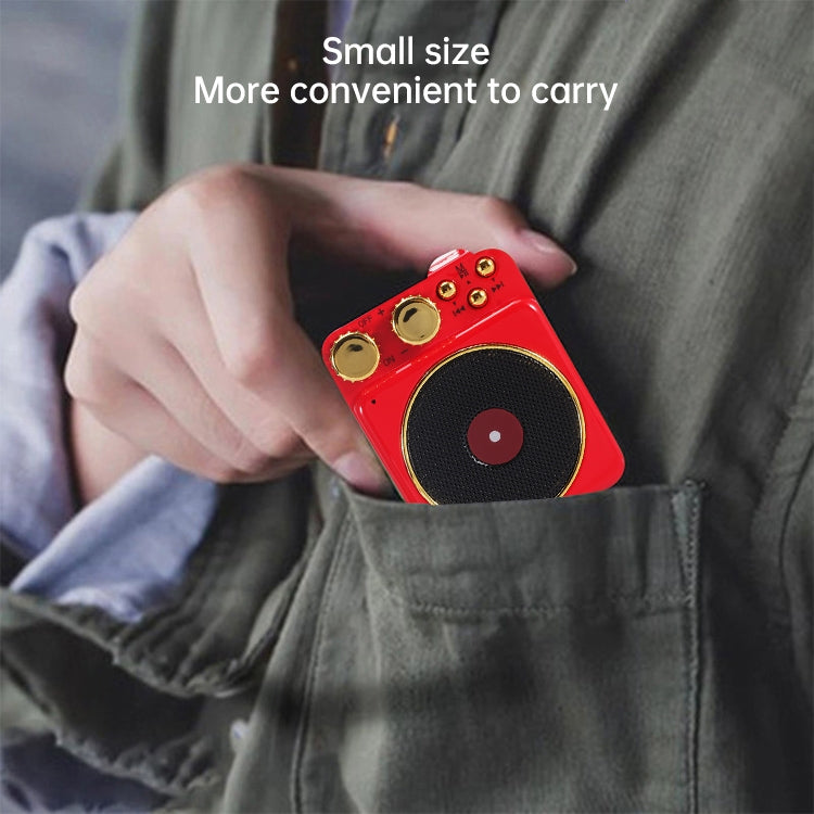 Retro Bluetooth Creative Speaker Phonograph Bluetooth Sound Mobile Phone Mini Portable Speaker, Red