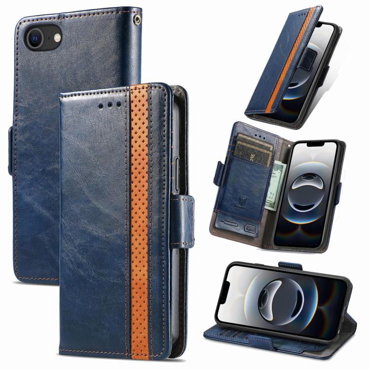 CaseNeo Splicing Dual Magnetic Buckle Leather Phone Case, For iPhone 18 Pro / 17 Pro, For iPhone 18 Pro Max / 17 Pro Max, For iPhone 17e / 16e, For iPhone 17