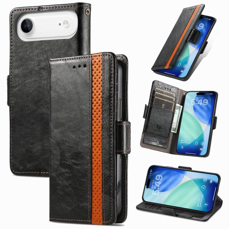 CaseNeo Splicing Dual Magnetic Buckle Leather Phone Case, For iPhone Air, For iPhone 16 Pro Max, For iPhone 16 Pro, For iPhone 16 Plus