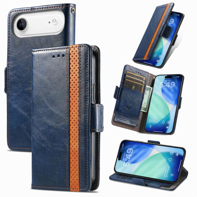 CaseNeo Splicing Dual Magnetic Buckle Leather Phone Case, For iPhone Air, For iPhone 16 Pro Max, For iPhone 16 Pro, For iPhone 16 Plus