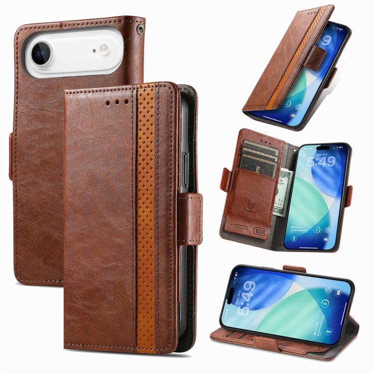 CaseNeo Splicing Dual Magnetic Buckle Leather Phone Case, For iPhone Air, For iPhone 16 Pro Max, For iPhone 16 Pro, For iPhone 16 Plus