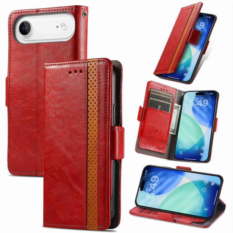 CaseNeo Splicing Dual Magnetic Buckle Leather Phone Case, For iPhone Air, For iPhone 16 Pro Max, For iPhone 16 Pro, For iPhone 16 Plus