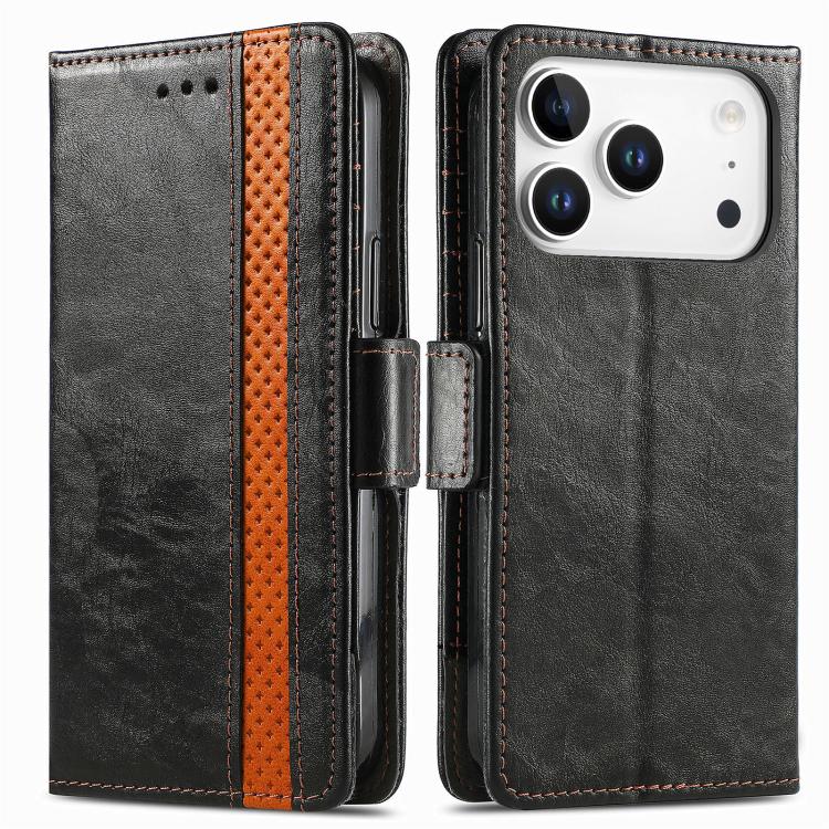 CaseNeo Splicing Dual Magnetic Buckle Leather Phone Case, For iPhone 18 Pro / 17 Pro, For iPhone 18 Pro Max / 17 Pro Max, For iPhone 17e / 16e, For iPhone 17