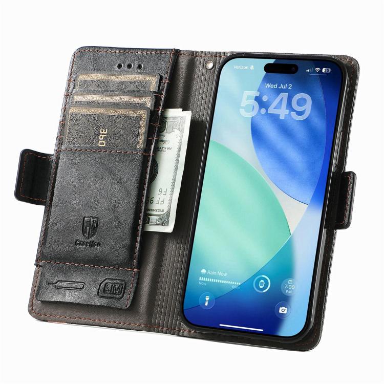 CaseNeo Splicing Dual Magnetic Buckle Leather Phone Case, For iPhone 18 Pro / 17 Pro, For iPhone 18 Pro Max / 17 Pro Max, For iPhone 17e / 16e, For iPhone 17