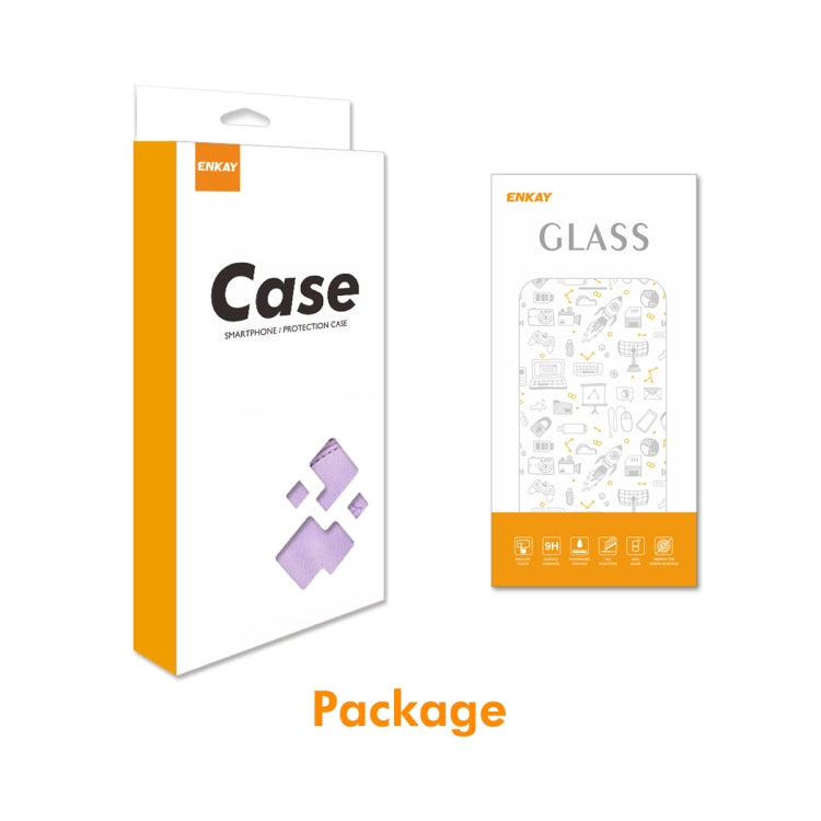 ENKAY Embossed Rhombus Starry Leather Phone Case with Screen Film, For iPhone 16