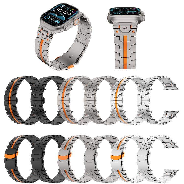 Stainless Steel Iron Man Butterfly Buckle Metal Watch Band, For Apple Watch 46mm / 49mm / 45mm / 44mm, For Apple Watch 42mm / 41mm / 40mm / 38mm