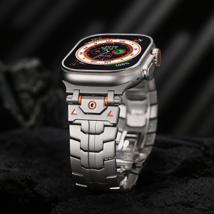 Stainless Steel Iron Man Butterfly Buckle Metal Watch Band, For Apple Watch 46mm / 49mm / 45mm / 44mm, For Apple Watch 42mm / 41mm / 40mm / 38mm