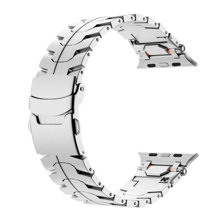 Stainless Steel Iron Man Safety Buckle Metal Watch Band, For Apple Watch 46mm / 49mm / 45mm / 44mm, For Apple Watch 42mm / 41mm / 40mm / 38mm
