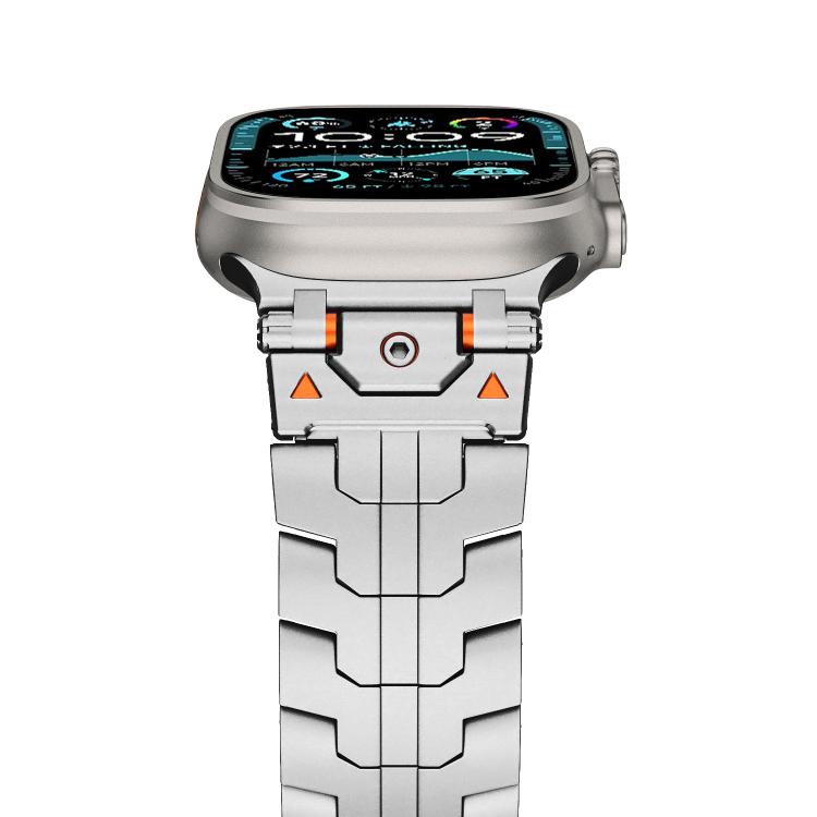 Stainless Steel Iron Man Safety Buckle Metal Watch Band, For Apple Watch 46mm / 49mm / 45mm / 44mm, For Apple Watch 42mm / 41mm / 40mm / 38mm