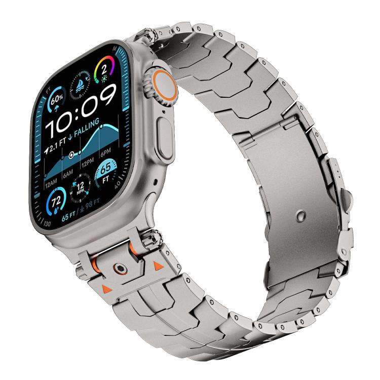 Stainless Steel Iron Man Safety Buckle Metal Watch Band, For Apple Watch 46mm / 49mm / 45mm / 44mm, For Apple Watch 42mm / 41mm / 40mm / 38mm