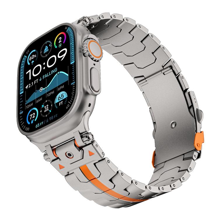 Stainless Steel Iron Man Safety Buckle Metal Watch Band, For Apple Watch 46mm / 49mm / 45mm / 44mm, For Apple Watch 42mm / 41mm / 40mm / 38mm