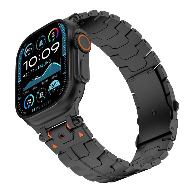 Stainless Steel Iron Man Safety Buckle Metal Watch Band, For Apple Watch 46mm / 49mm / 45mm / 44mm, For Apple Watch 42mm / 41mm / 40mm / 38mm