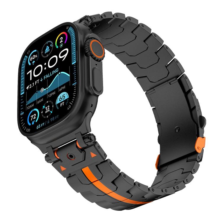 Stainless Steel Iron Man Safety Buckle Metal Watch Band, For Apple Watch 46mm / 49mm / 45mm / 44mm, For Apple Watch 42mm / 41mm / 40mm / 38mm